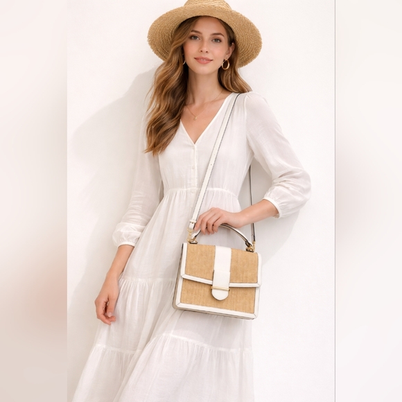 ALDO Straw Satchel with White Trim - Women’s Crossbody - Picture 14 of 14